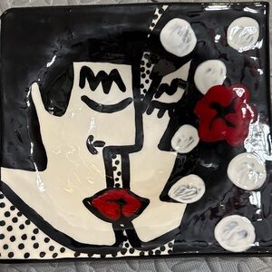 jerilynn babroff Kissing face Ceramic Plate Painting Artwork
